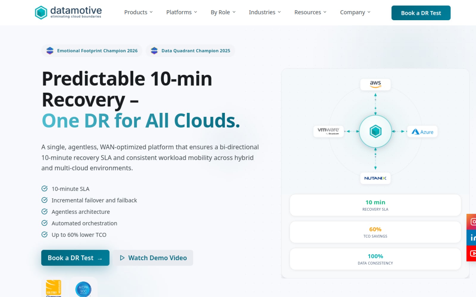 Rebuilt Datamotive homepage hero, designed on the new token system